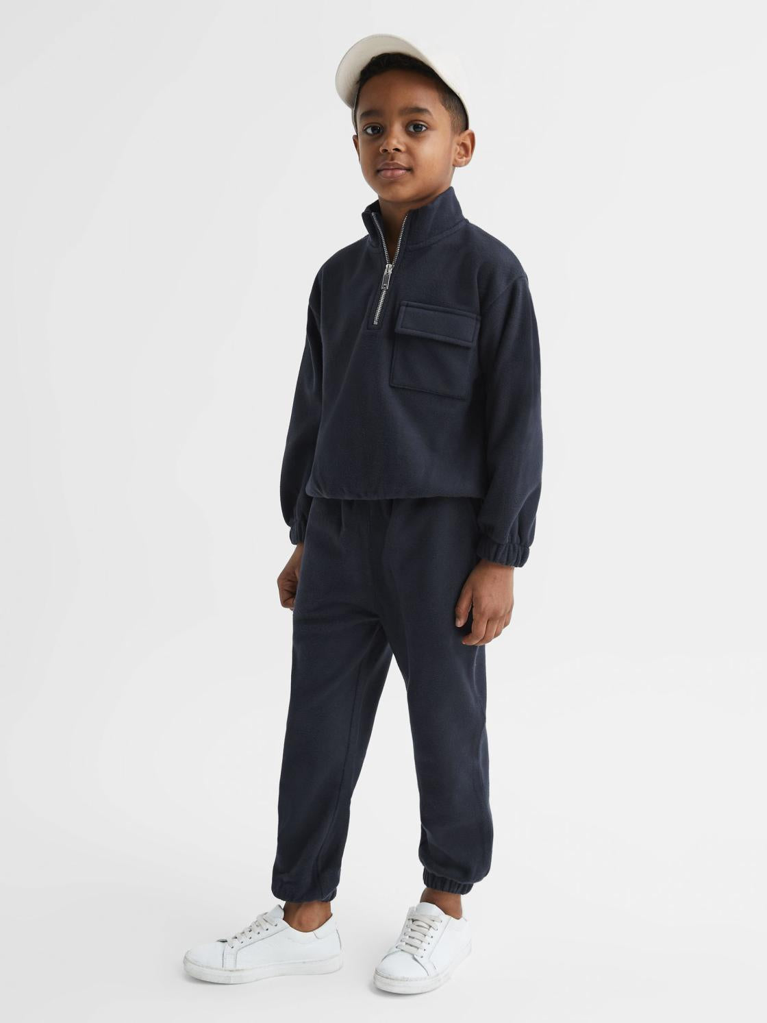 Reiss Sweats &amp; Hoodies | Conrad Micro Fleece Half Zip Jumper Navy - Children