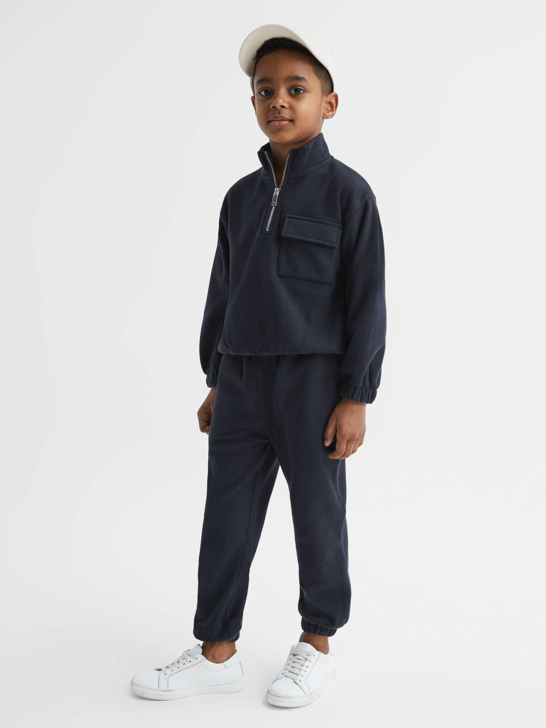 Reiss Sweats &amp; Hoodies | Conrad Micro Fleece Half Zip Jumper Navy - Children