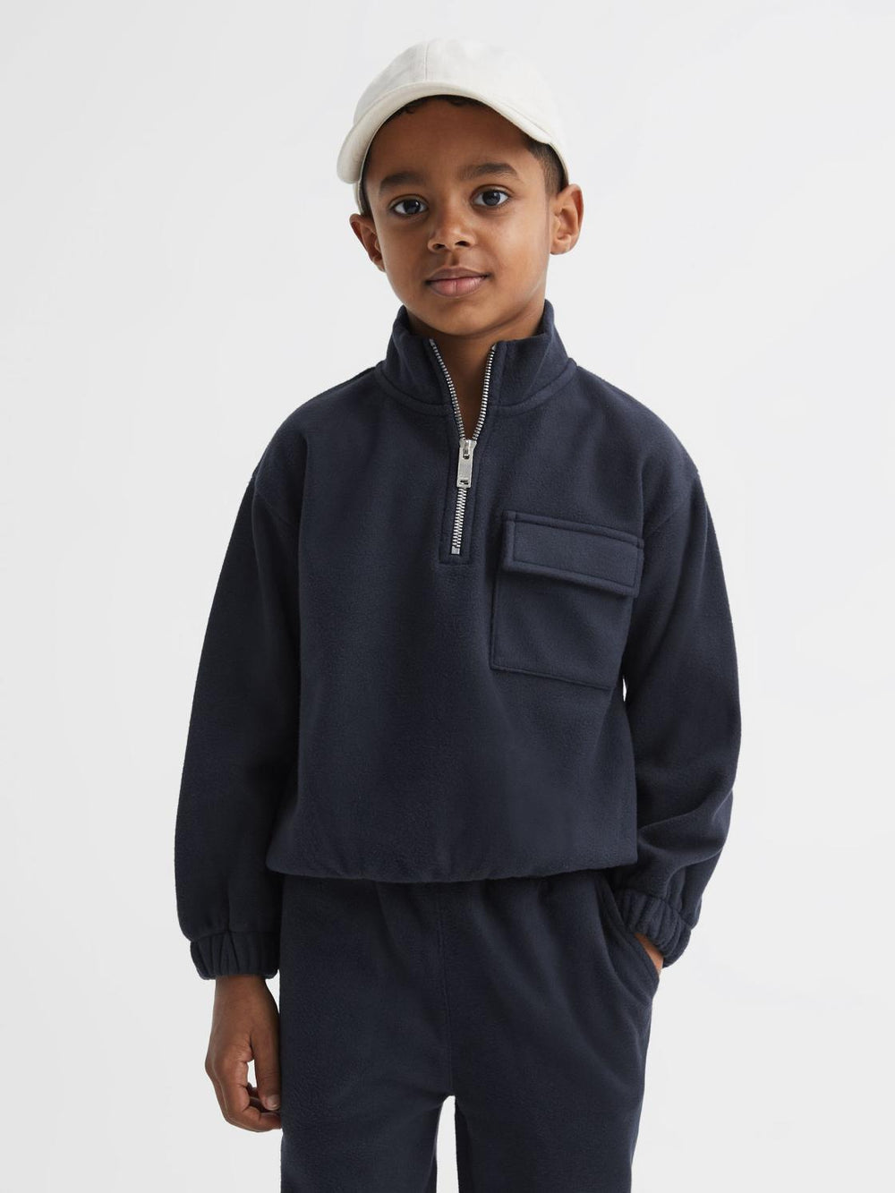 Reiss Sweats &amp; Hoodies | Conrad Micro Fleece Half Zip Jumper Navy - Children