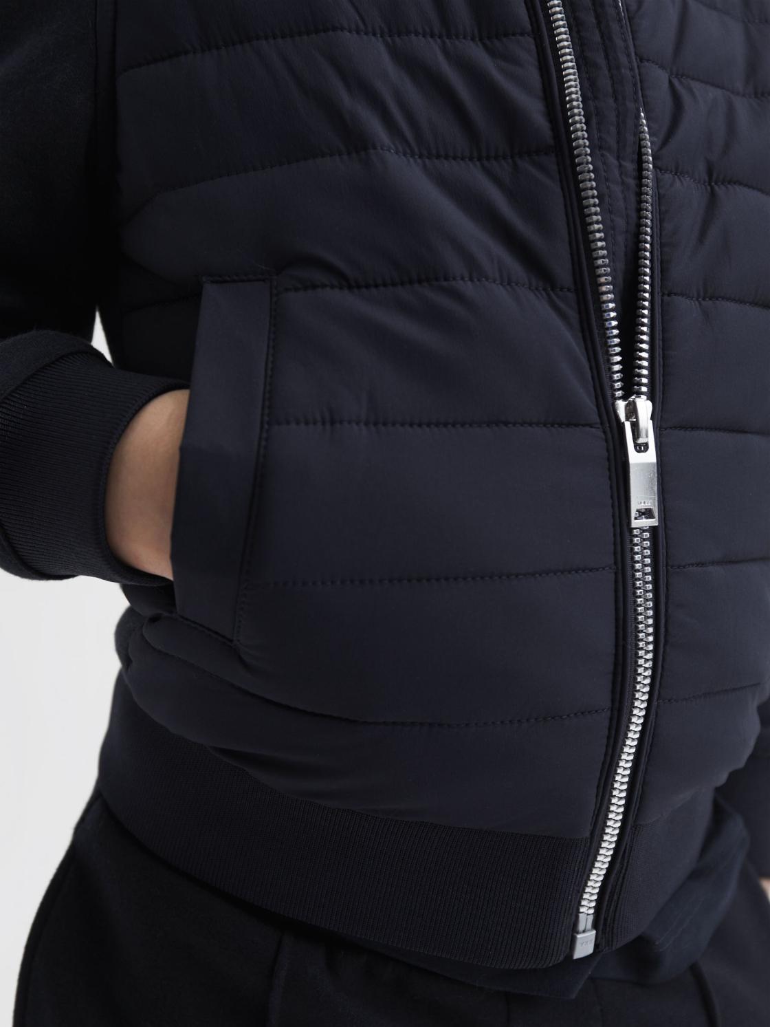 Reiss Sweats &amp; Hoodies | Flintoff Funnel Neck Quilted Hybrid Jacket Navy - Children