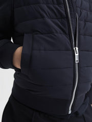 Reiss Sweats &amp; Hoodies | Flintoff Funnel Neck Quilted Hybrid Jacket Navy - Children