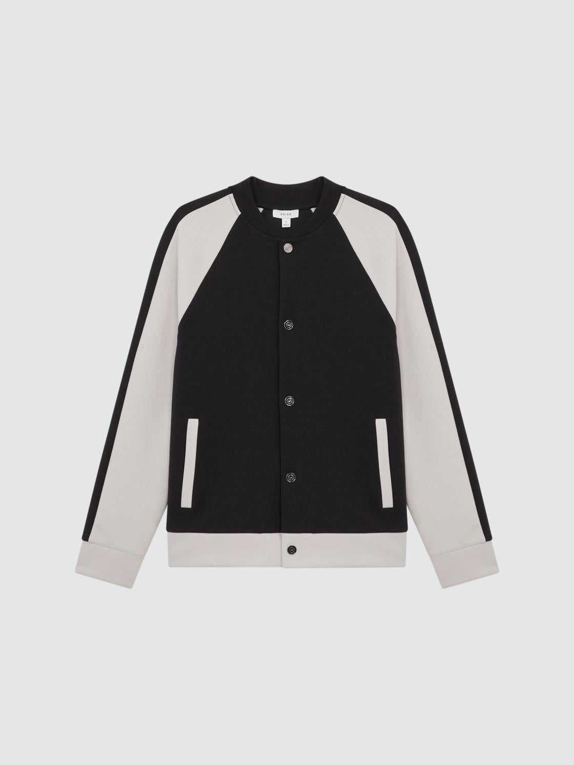 Reiss Sweats &amp; Hoodies | Giles Long Sleeve Interlock Bomber Jacket Light Khaki/ecru - Men