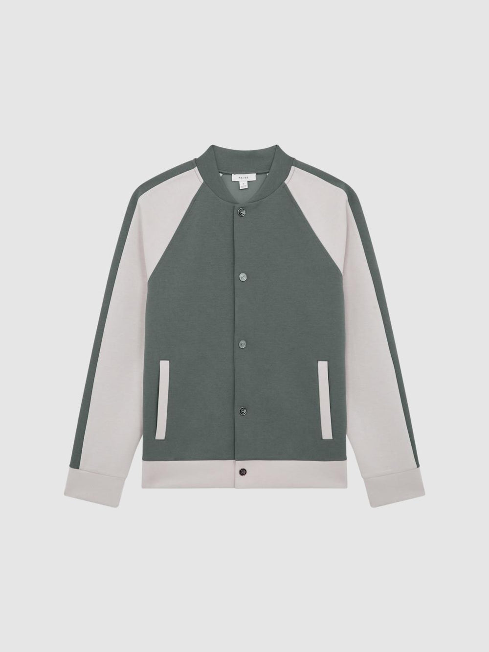 Reiss Sweats &amp; Hoodies | Giles Long Sleeve Interlock Bomber Jacket Light Khaki/ecru - Men