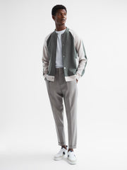 Reiss Sweats &amp; Hoodies | Giles Long Sleeve Interlock Bomber Jacket Light Khaki/ecru - Men