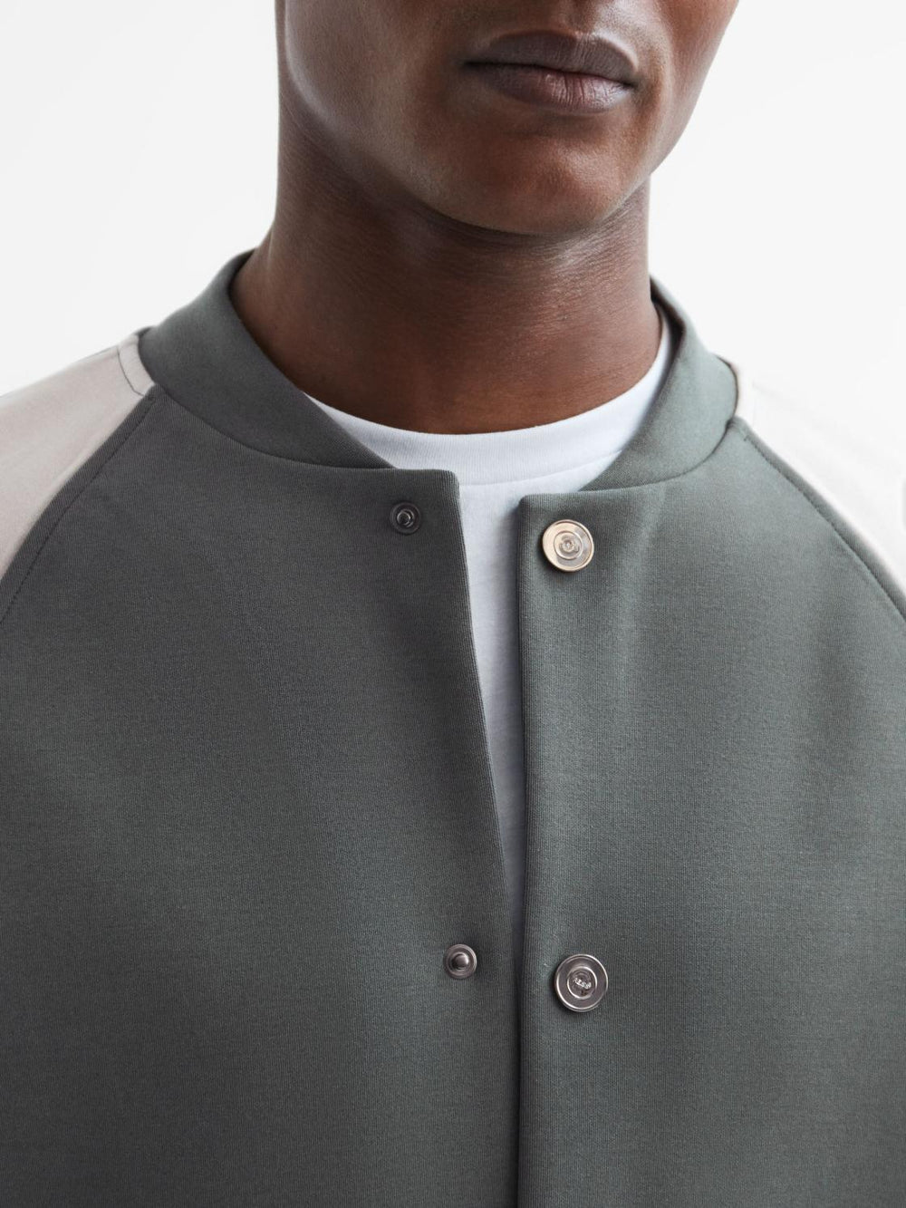 Reiss Sweats &amp; Hoodies | Giles Long Sleeve Interlock Bomber Jacket Light Khaki/ecru - Men