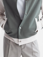 Reiss Sweats &amp; Hoodies | Giles Long Sleeve Interlock Bomber Jacket Light Khaki/ecru - Men