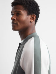 Reiss Sweats &amp; Hoodies | Giles Long Sleeve Interlock Bomber Jacket Light Khaki/ecru - Men