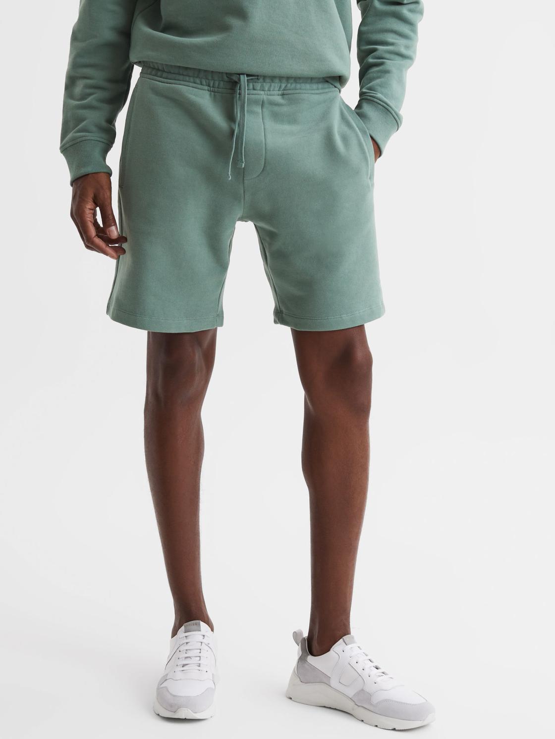 Reiss Sweats &amp; Hoodies | Henry Garment Dye Jersey Shorts Fern Green - Men