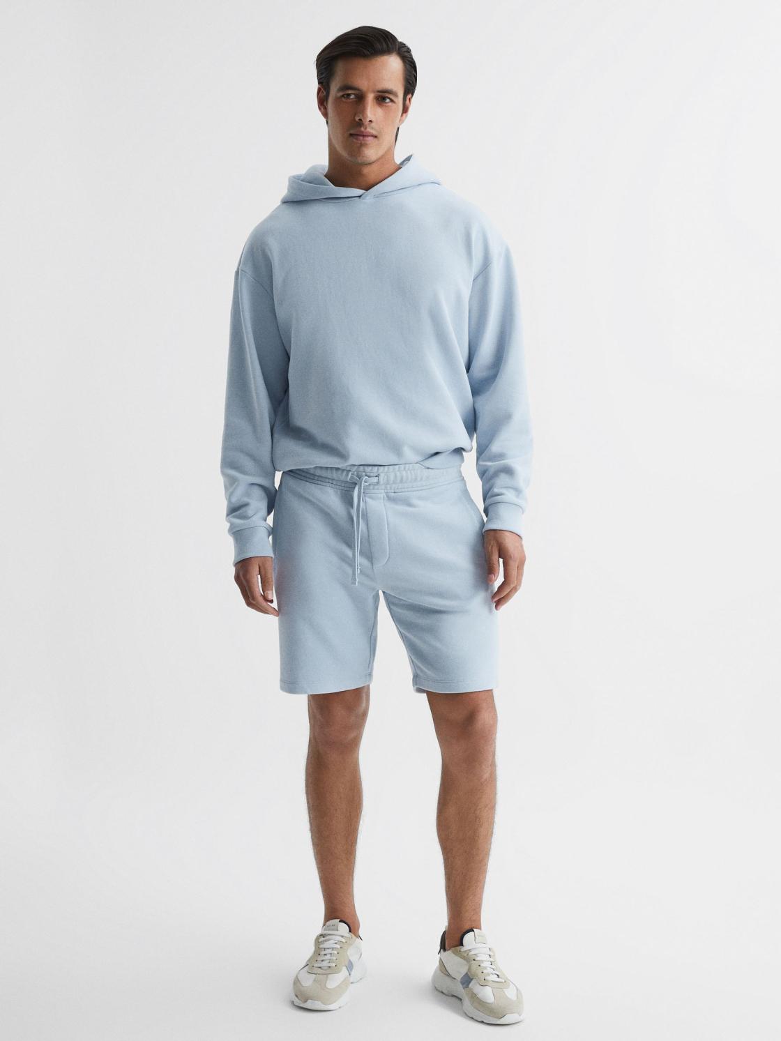 Reiss Sweats &amp; Hoodies | Henry Garment Dye Jersey Shorts Ice Blue - Men