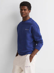 Reiss Sweats &amp; Hoodies | Hills Reiss | Ché Motif Cotton Sweatshirt Bright Blue - Men