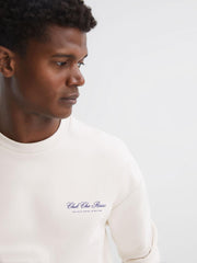 Reiss Sweats &amp; Hoodies | Hills Reiss | Ché Motif Cotton Sweatshirt Off White - Men