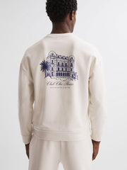 Reiss Sweats &amp; Hoodies | Hills Reiss | Ché Motif Cotton Sweatshirt Off White - Men