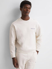 Reiss Sweats &amp; Hoodies | Hills Reiss | Ché Motif Cotton Sweatshirt Off White - Men