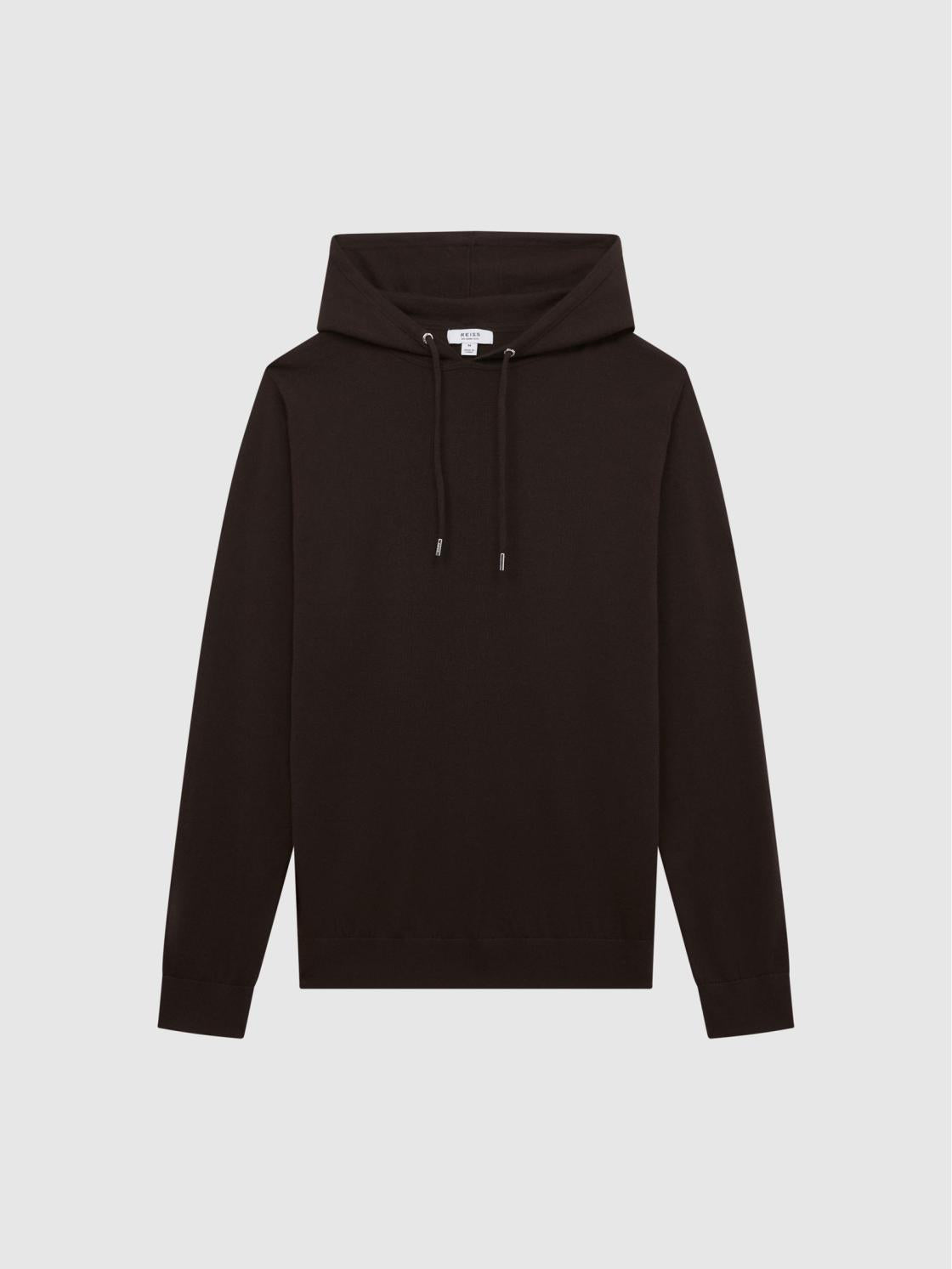 Reiss Sweats &amp; Hoodies | Holland Merino Wool Hoodie Bitter Chocolate - Men