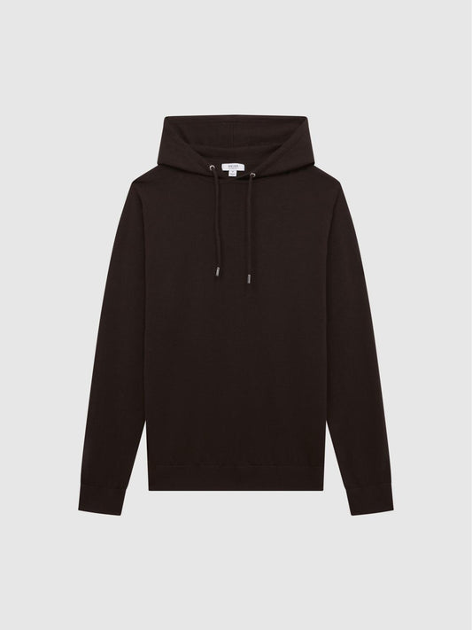 Reiss Sweats &amp; Hoodies | Holland Merino Wool Hoodie Bitter Chocolate - Men