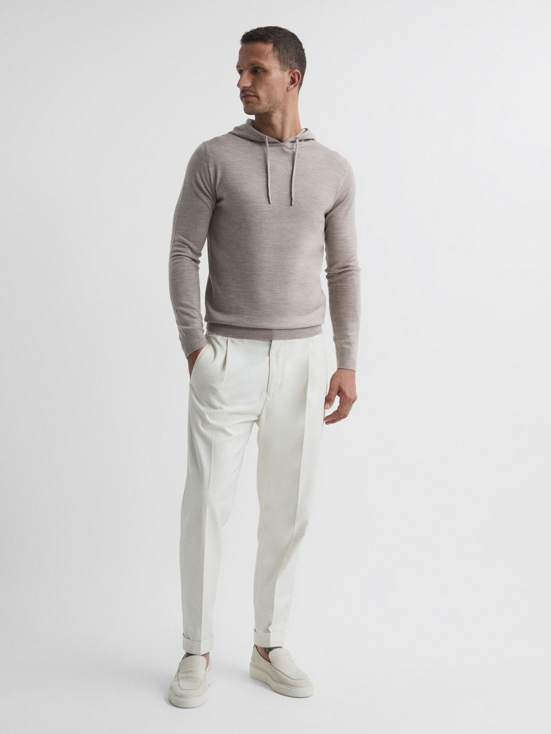 Reiss Sweats &amp; Hoodies | Holland Merino Wool Hoodie Bitter Chocolate - Men