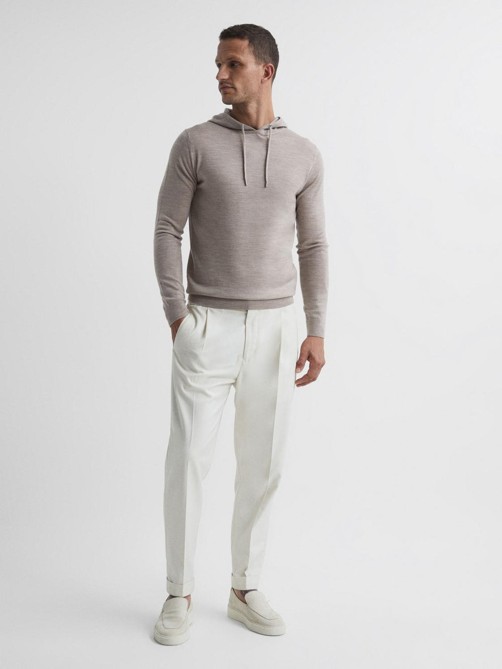 Reiss Sweats &amp; Hoodies | Holland Merino Wool Hoodie Bitter Chocolate - Men