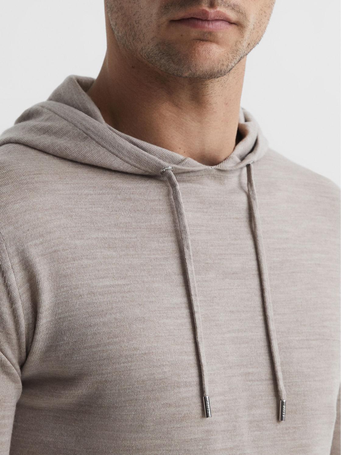 Reiss Sweats &amp; Hoodies | Holland Merino Wool Hoodie Bitter Chocolate - Men