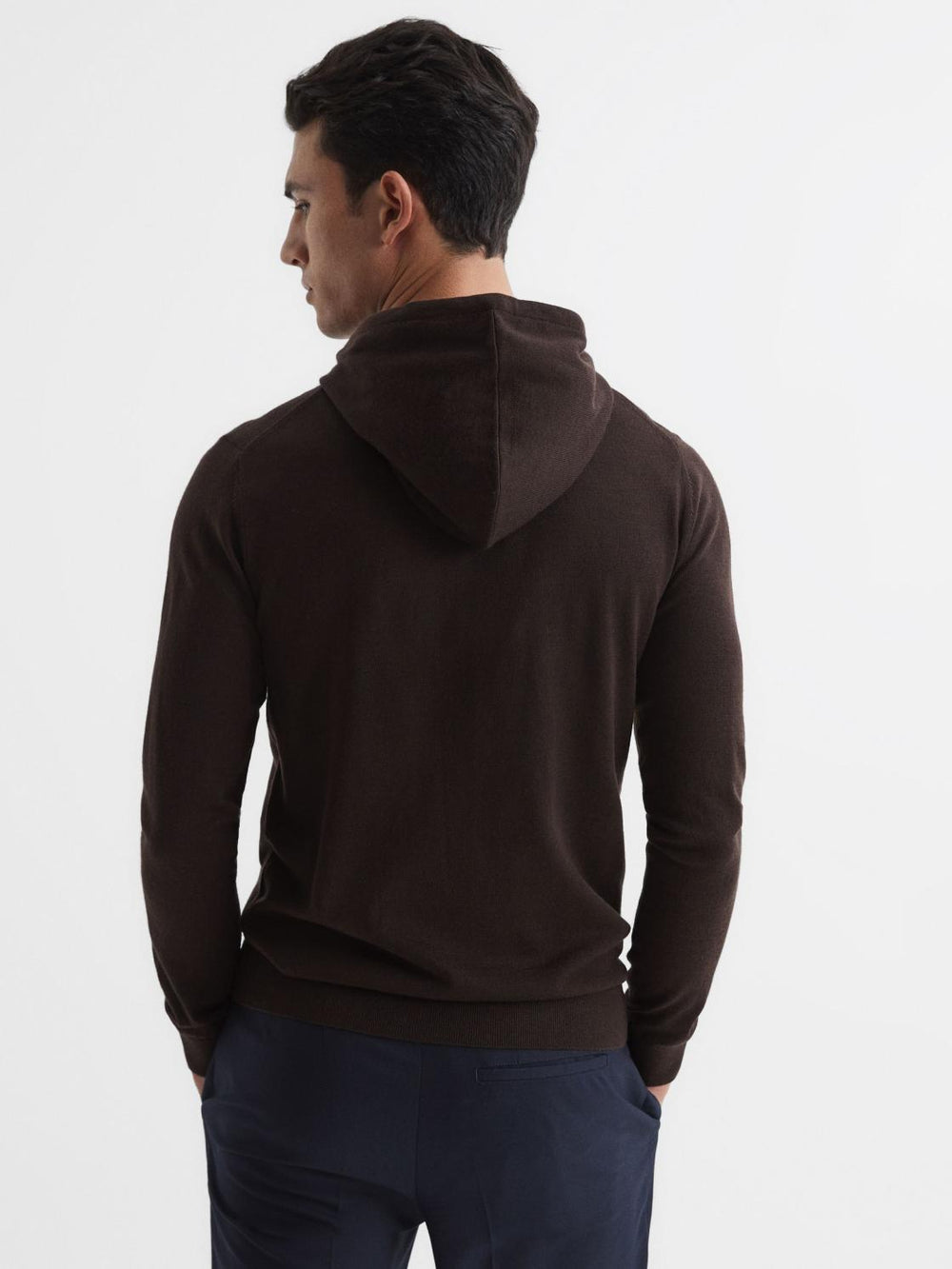 Reiss Sweats &amp; Hoodies | Holland Merino Wool Hoodie Bitter Chocolate - Men