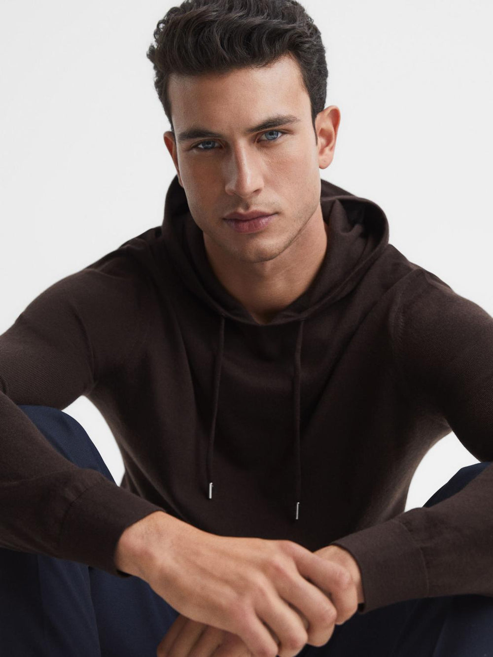 Reiss Sweats &amp; Hoodies | Holland Merino Wool Hoodie Bitter Chocolate - Men