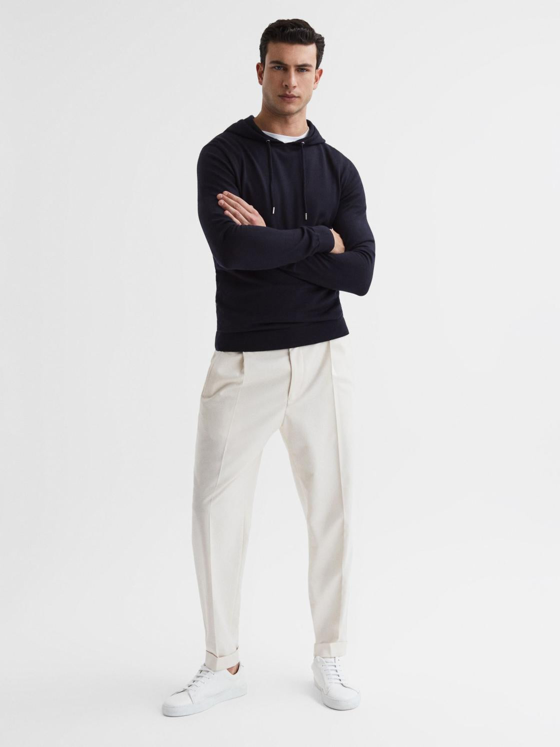 Reiss Sweats &amp; Hoodies | Holland Merino Wool Hoodie Navy - Men