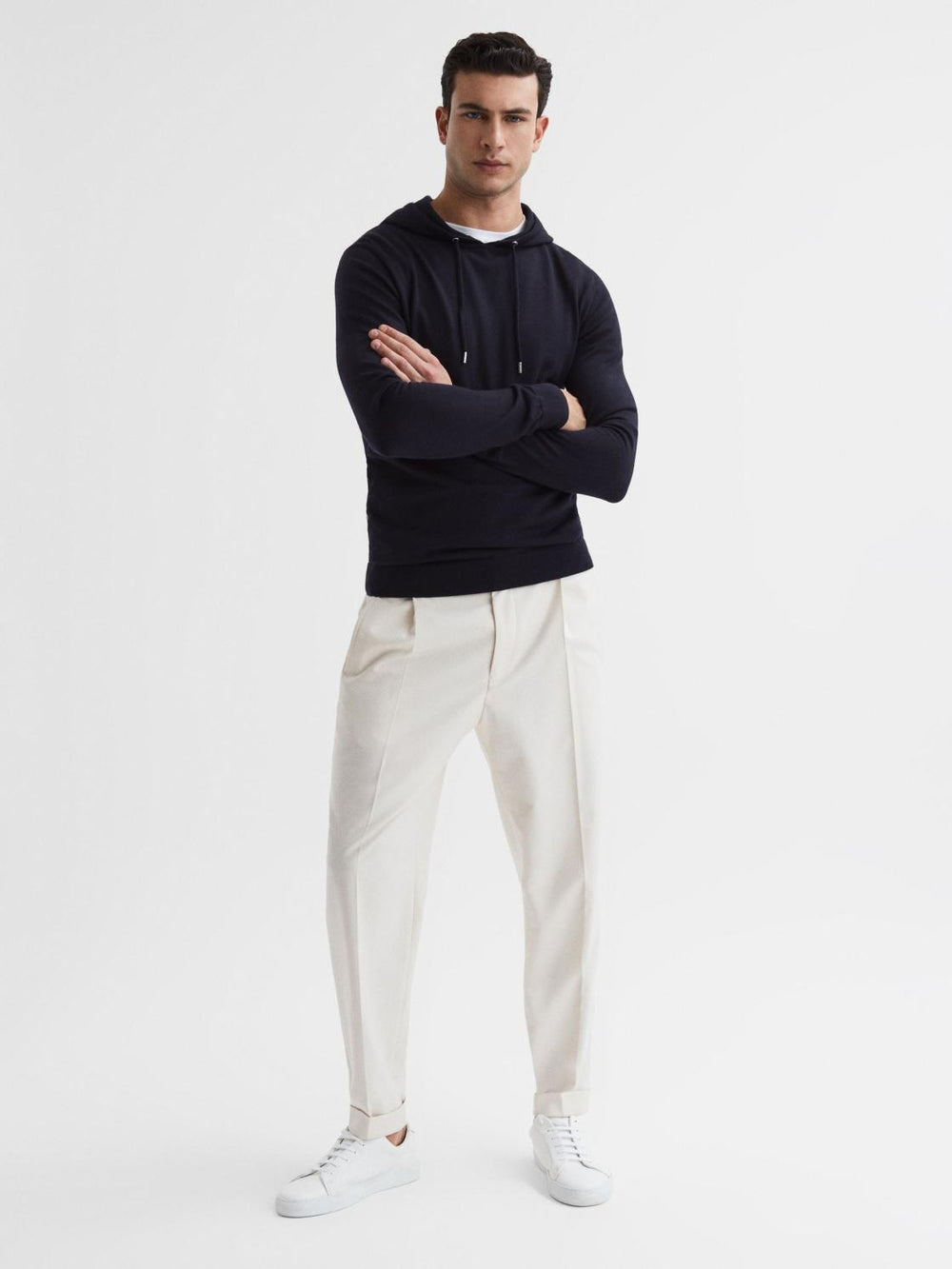 Reiss Sweats &amp; Hoodies | Holland Merino Wool Hoodie Navy - Men