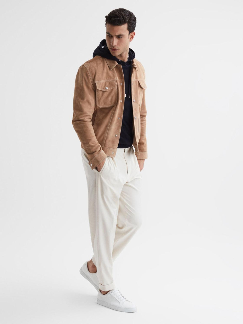 Reiss Sweats &amp; Hoodies | Holland Merino Wool Hoodie Navy - Men