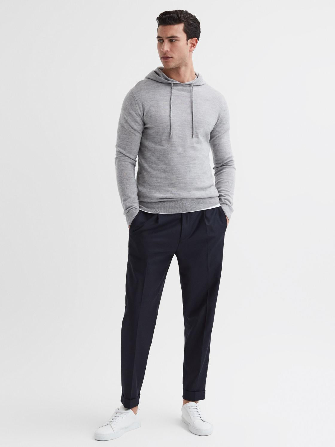 Reiss Sweats &amp; Hoodies | Holland Merino Wool Hoodie Soft Grey - Men