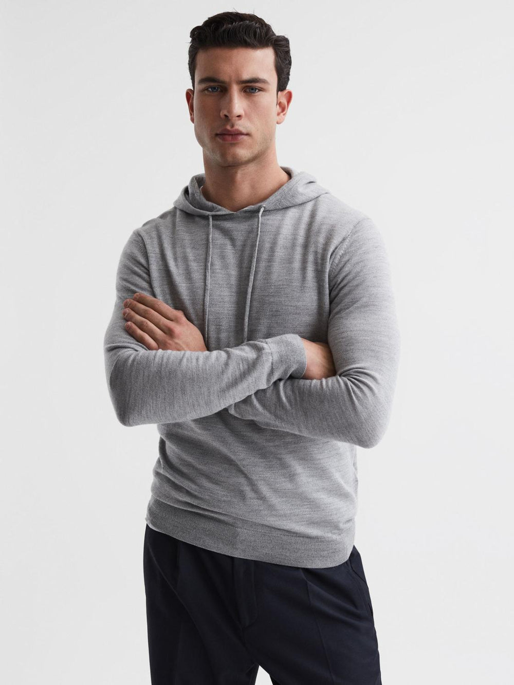 Reiss Sweats &amp; Hoodies | Holland Merino Wool Hoodie Soft Grey - Men