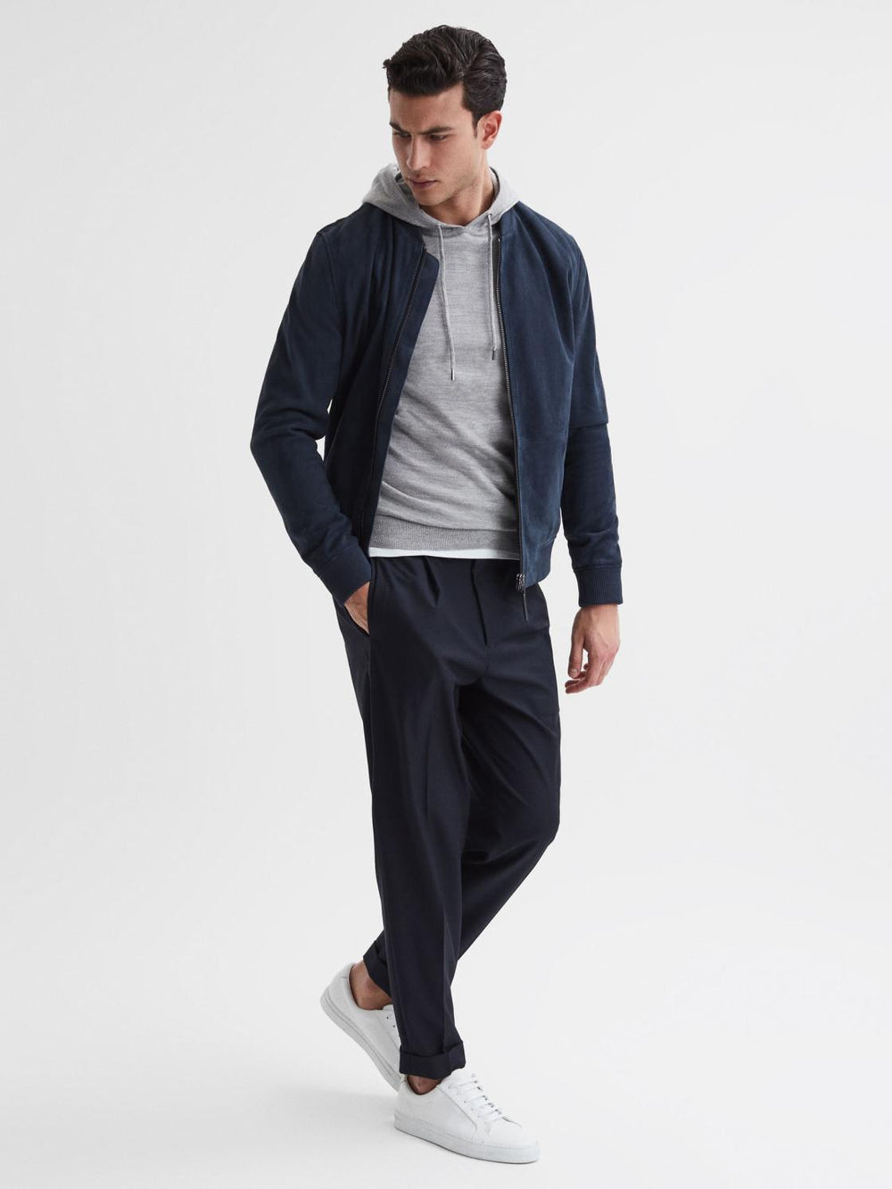 Reiss Sweats &amp; Hoodies | Holland Merino Wool Hoodie Soft Grey - Men