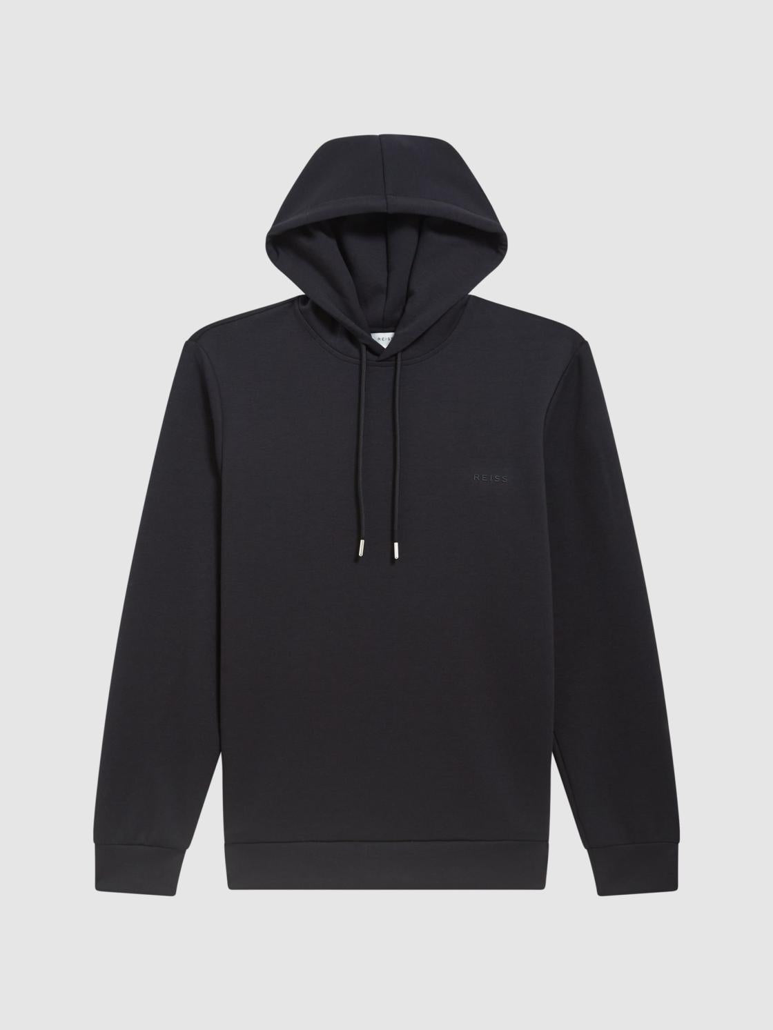 Reiss Sweats &amp; Hoodies | James Slim Fit Interlock Drawstring Hoodie Navy - Men