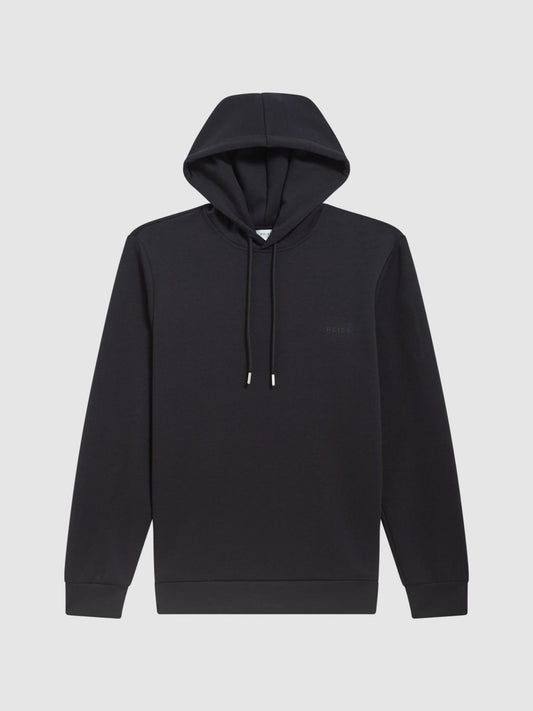 Reiss Sweats &amp; Hoodies | James Slim Fit Interlock Drawstring Hoodie Navy - Men
