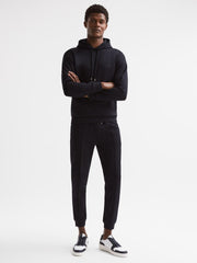 Reiss Sweats &amp; Hoodies | James Slim Fit Interlock Drawstring Hoodie Navy - Men