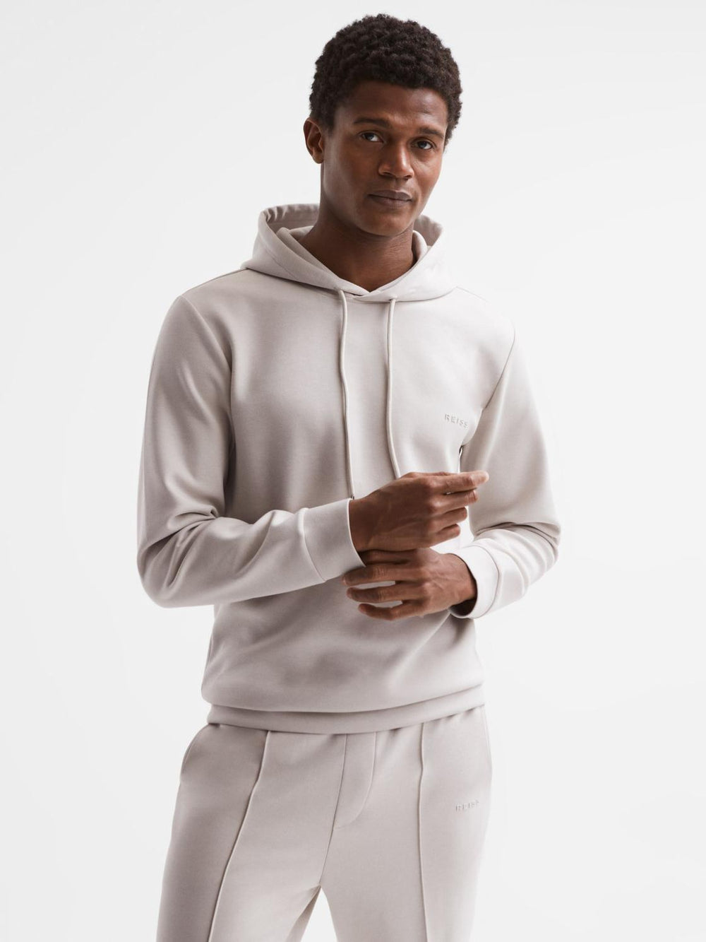 Reiss Sweats &amp; Hoodies | James Slim Fit Interlock Drawstring Hoodie Navy - Men