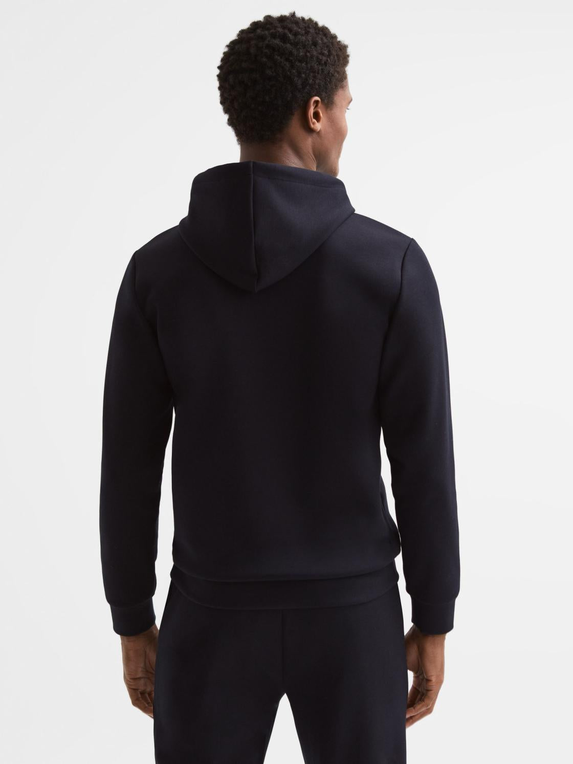 Reiss Sweats &amp; Hoodies | James Slim Fit Interlock Drawstring Hoodie Navy - Men
