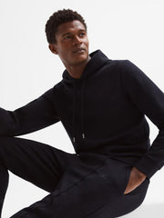 Reiss Sweats &amp; Hoodies | James Slim Fit Interlock Drawstring Hoodie Navy - Men