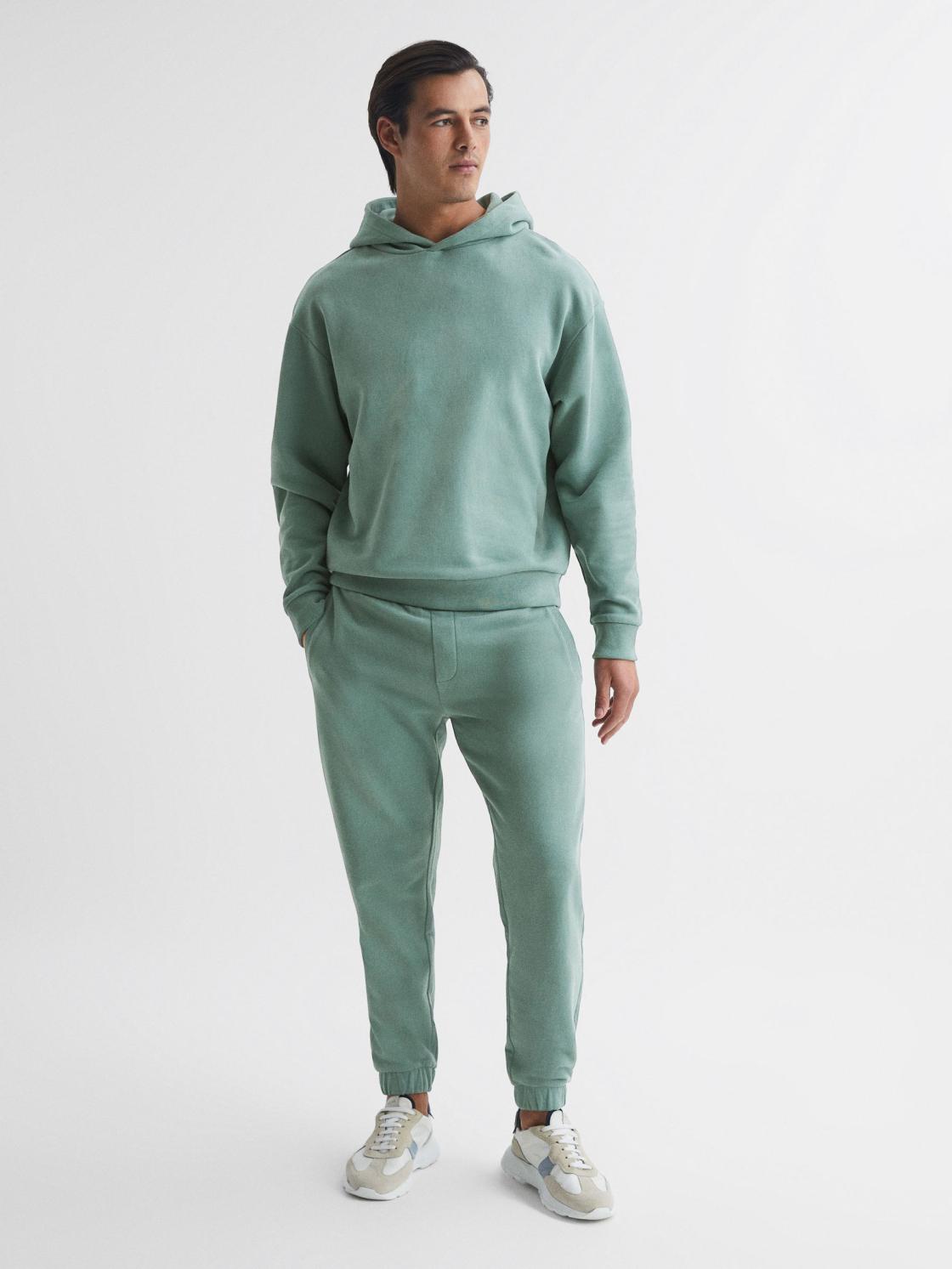 Reiss Sweats &amp; Hoodies | Kace Garment Dye Hoodie Fern Green - Men