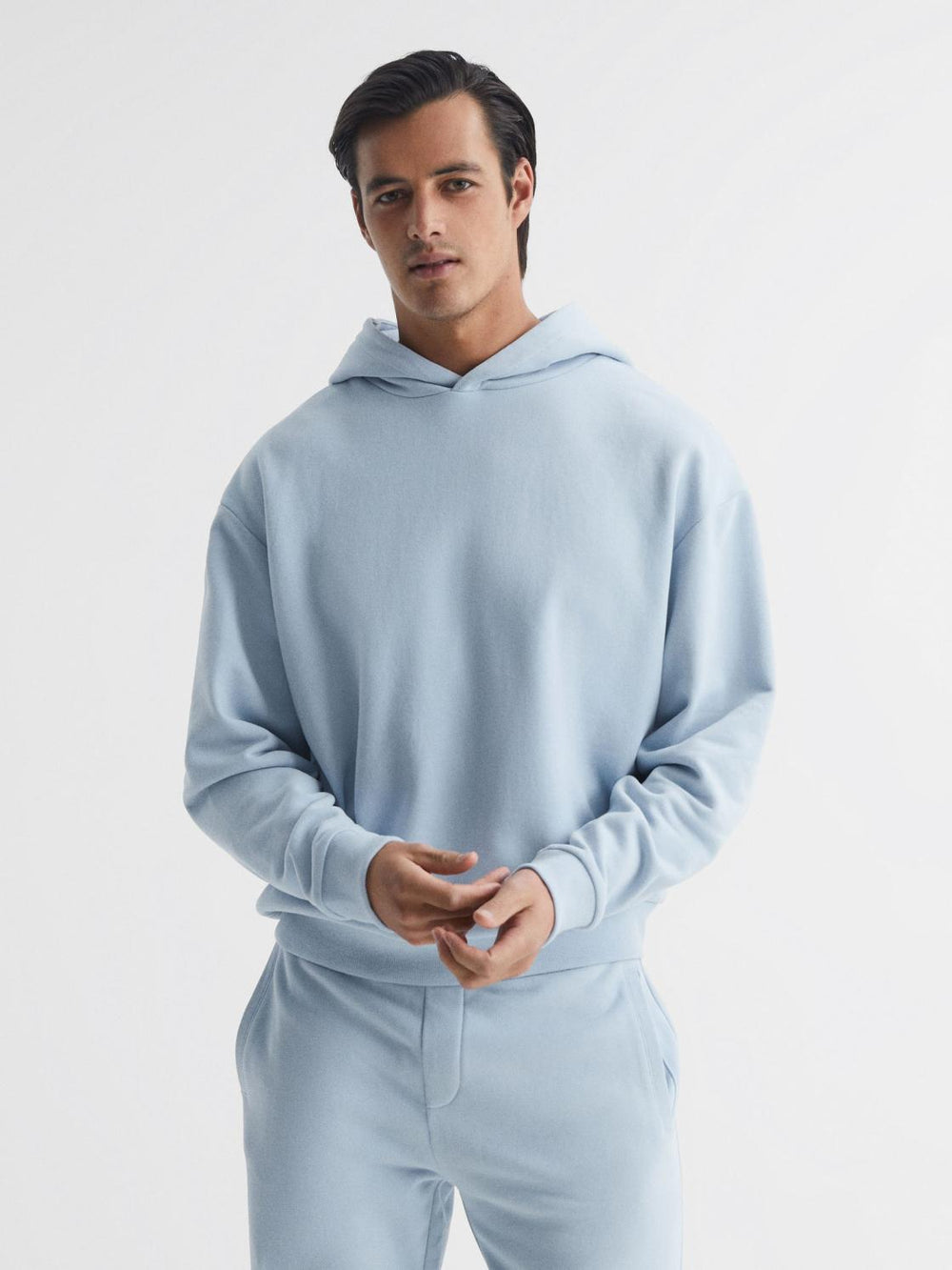 Reiss Sweats &amp; Hoodies | Kace Garment Dye Hoodie Ice Blue - Men