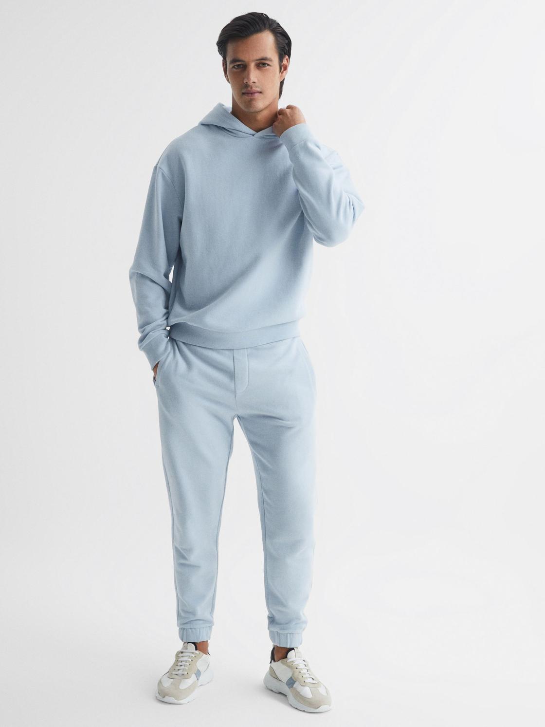 Reiss Sweats &amp; Hoodies | Kace Garment Dye Hoodie Ice Blue - Men