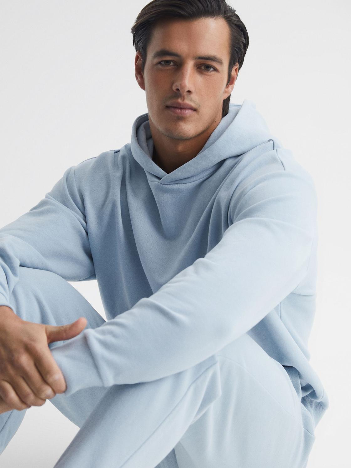 Reiss Sweats &amp; Hoodies | Kace Garment Dye Hoodie Ice Blue - Men