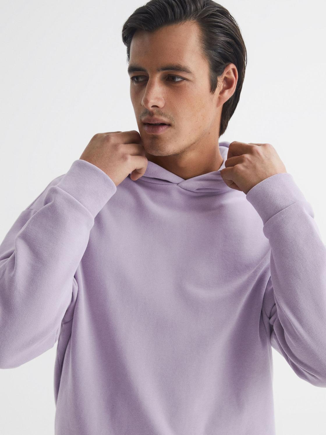 Reiss Sweats &amp; Hoodies | Kace Garment Dye Hoodie Lilac - Men