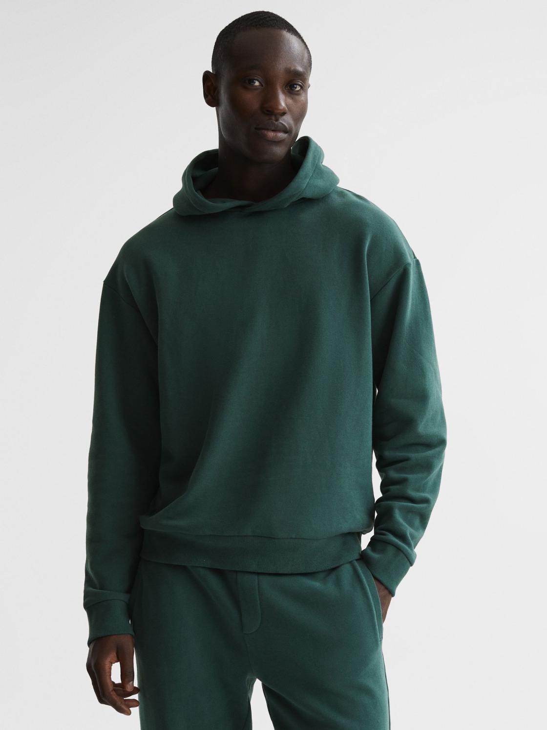 Reiss Sweats &amp; Hoodies | Kace Garment Dye Hoodie Midnight Green - Men