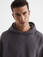 Reiss Sweats &amp; Hoodies | Kace Garment Dye Hoodie Washed Black - Men