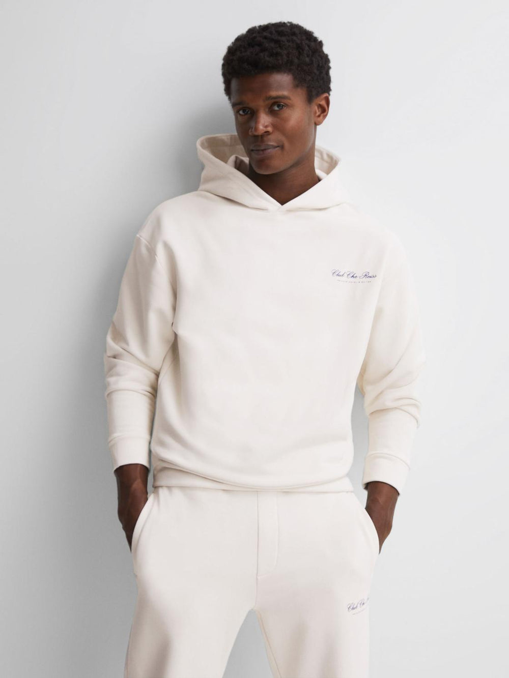 Reiss Sweats &amp; Hoodies | Pool Reiss | Ché Motif Cotton Hoodie Off White - Men