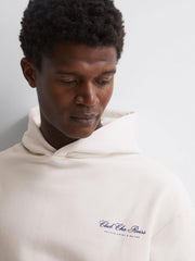 Reiss Sweats &amp; Hoodies | Pool Reiss | Ché Motif Cotton Hoodie Off White - Men
