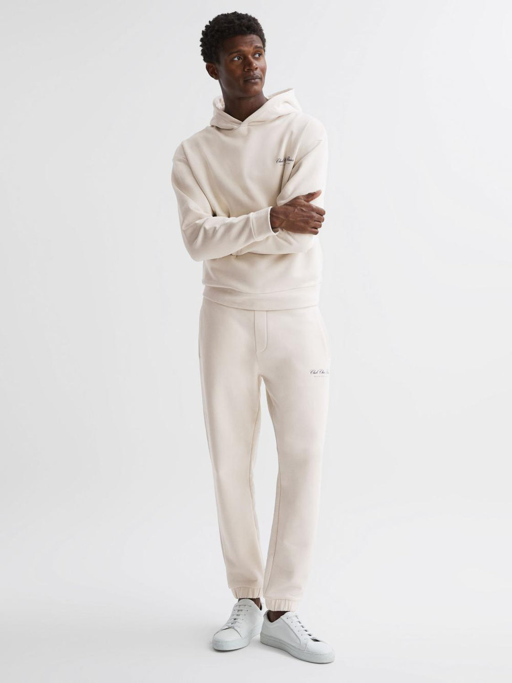 Reiss Sweats &amp; Hoodies | Pool Reiss | Ché Motif Cotton Hoodie Off White - Men