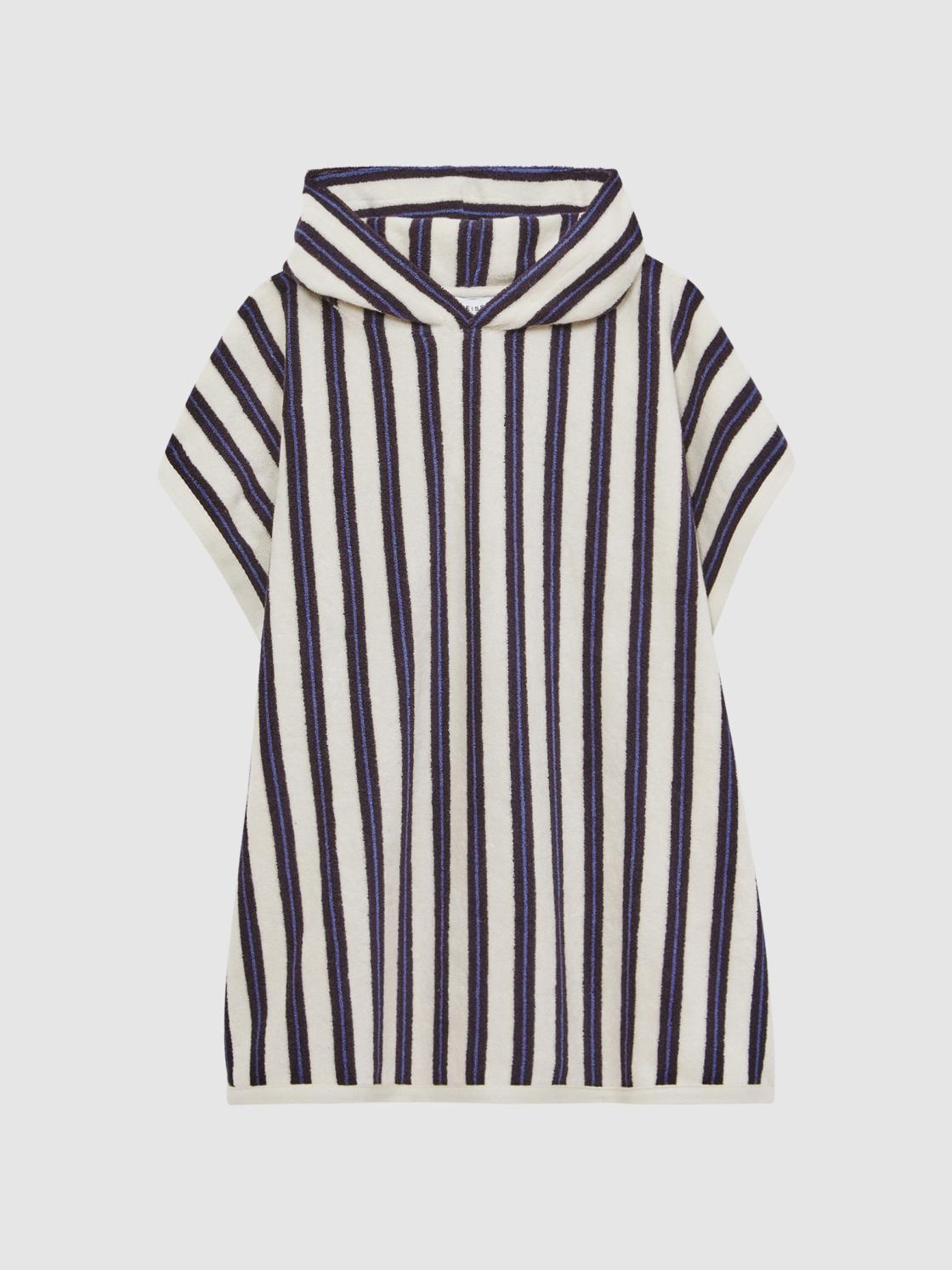 Reiss Sweats &amp; Hoodies | Ray Hooded Sleeveless Poncho Towel Blue Stripe - Children
