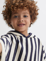 Reiss Sweats &amp; Hoodies | Ray Hooded Sleeveless Poncho Towel Blue Stripe - Children