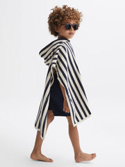 Reiss Sweats &amp; Hoodies | Ray Hooded Sleeveless Poncho Towel Blue Stripe - Children