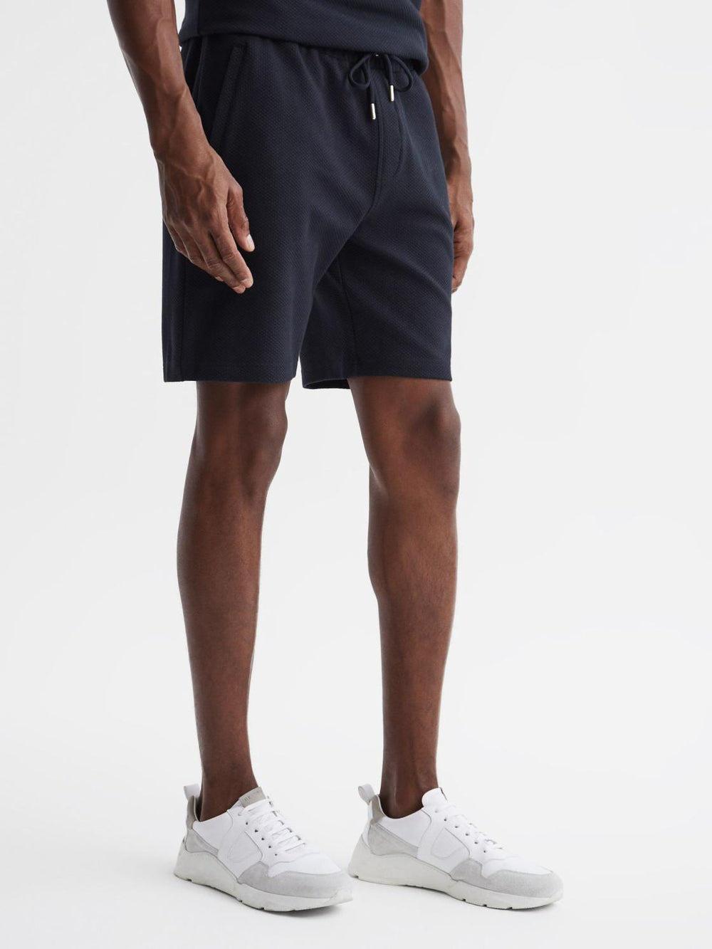 Reiss Sweats &amp; Hoodies | Robin Textured Drawstring Shorts Navy - Men
